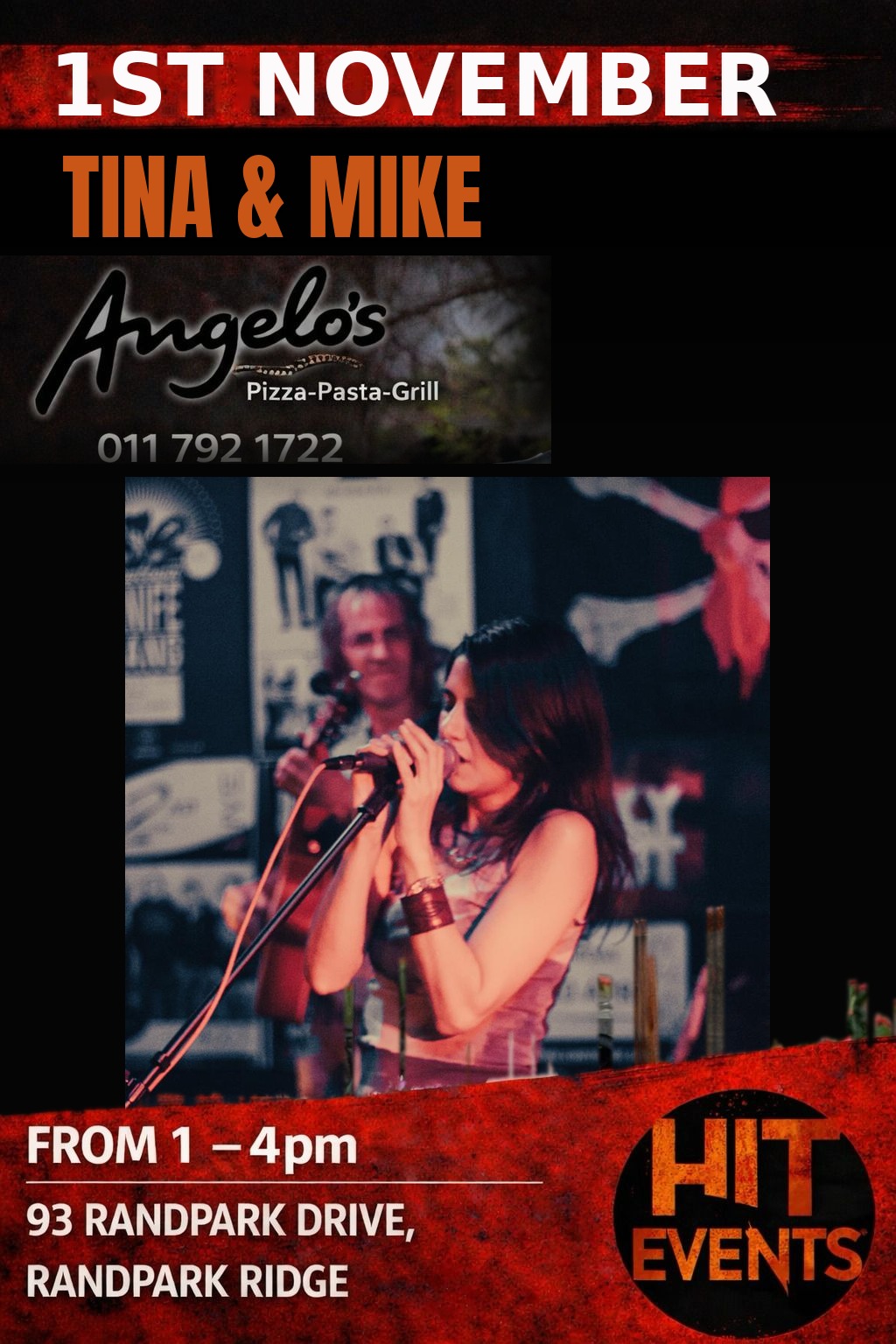 Tina & Mike live at Angelo's — Sun 1 November